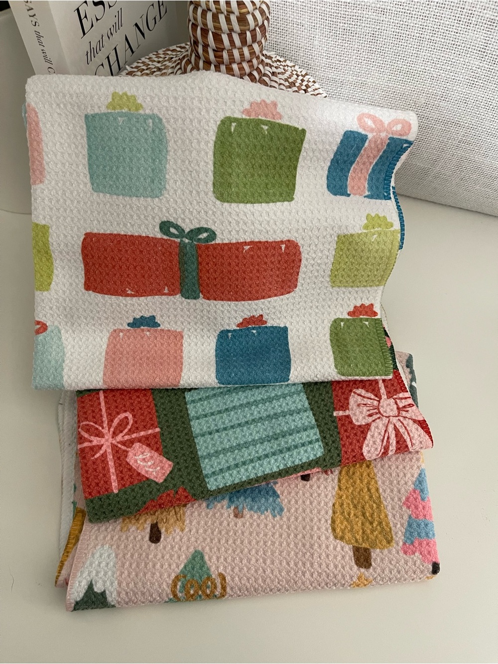 CRAE HOME lot of 3 holiday Christmas hand towel down towel